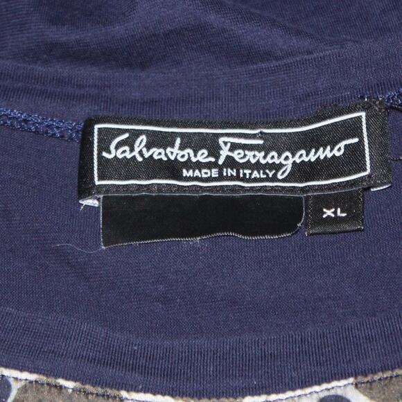 Salvatore Ferragamo Short Sleeve Shirt Silk Polk-a-Dot Front; Navy Back Size XL - Picture 10 of 10